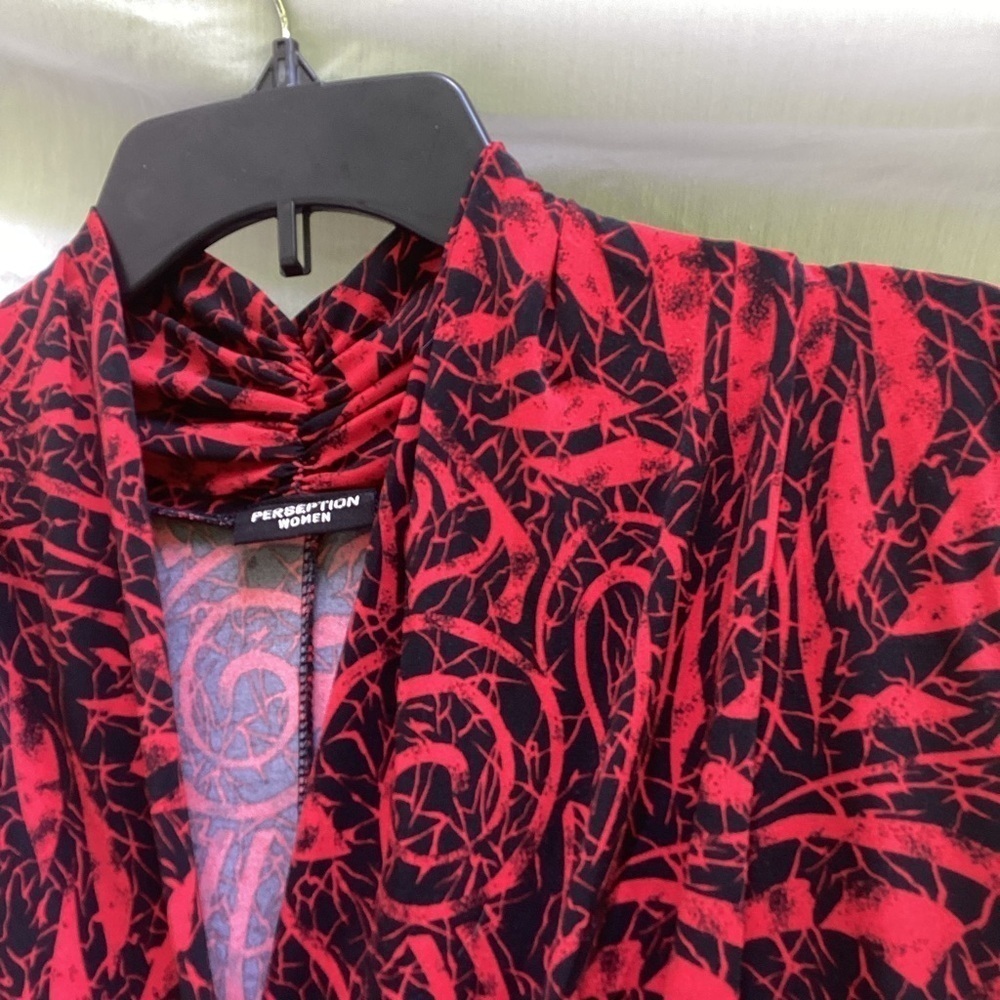 Preseption Women red and black patterned academia dress, size XL - Picture 5 of 9